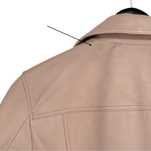 All Saints 8 Dalby Slim-Fit Leather‎ Biker Jacket Misty Pink Zipper Moto Boho - Picture 7 of 15
